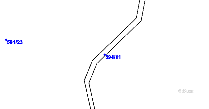 Parcela st. 594/11 v KÚ Bačetín, Katastrální mapa