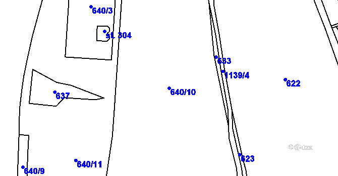 Parcela st. 640/10 v KÚ Bačetín, Katastrální mapa
