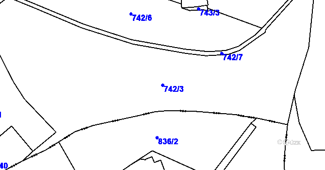 Parcela st. 742/3 v KÚ Bačetín, Katastrální mapa