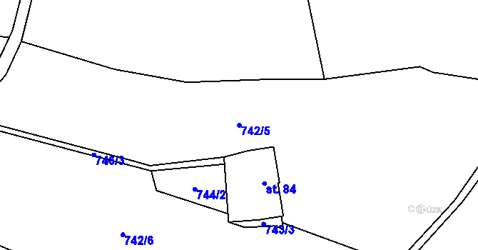 Parcela st. 742/5 v KÚ Bačetín, Katastrální mapa