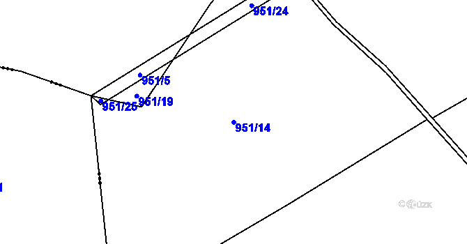 Parcela st. 951/14 v KÚ Bačetín, Katastrální mapa