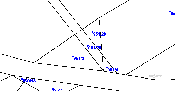 Parcela st. 951/26 v KÚ Bačetín, Katastrální mapa
