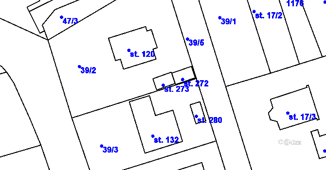 Parcela st. 273 v KÚ Bačetín, Katastrální mapa