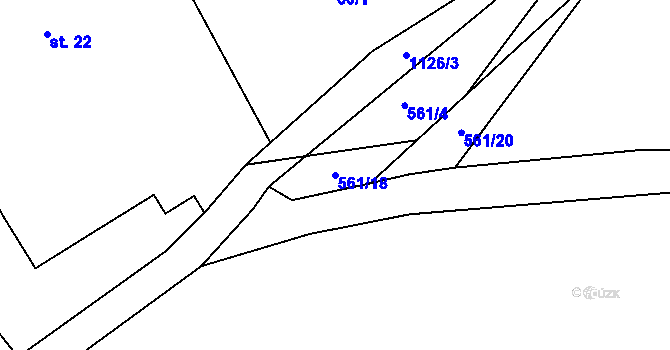 Parcela st. 561/18 v KÚ Bačetín, Katastrální mapa