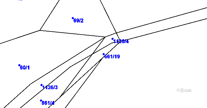 Parcela st. 561/19 v KÚ Bačetín, Katastrální mapa