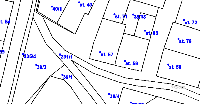 Parcela st. 57 v KÚ Bačice, Katastrální mapa