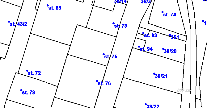 Parcela st. 75 v KÚ Bačice, Katastrální mapa