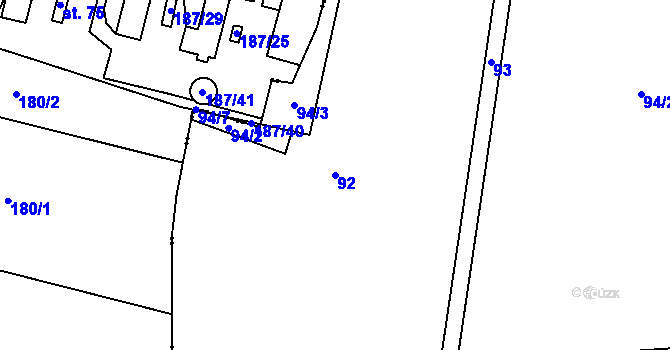Parcela st. 92 v KÚ Bačice, Katastrální mapa