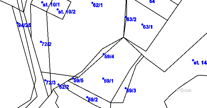 Parcela st. 59/4 v KÚ Bačice, Katastrální mapa