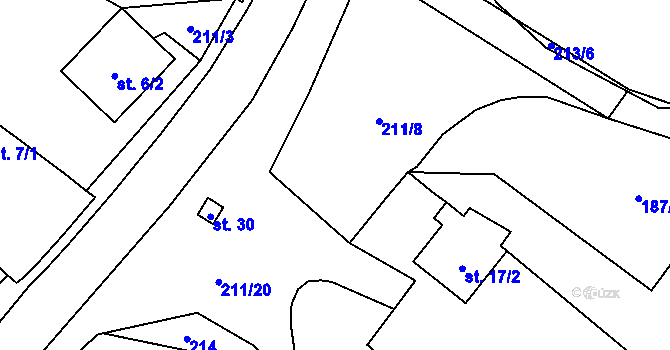 Parcela st. 14 v KÚ Udeřice, Katastrální mapa
