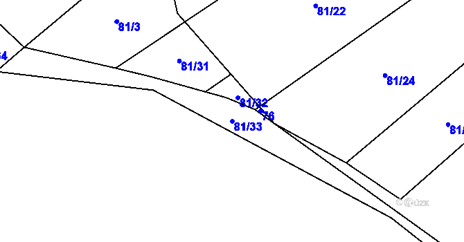 Parcela st. 81/33 v KÚ Udeřice, Katastrální mapa