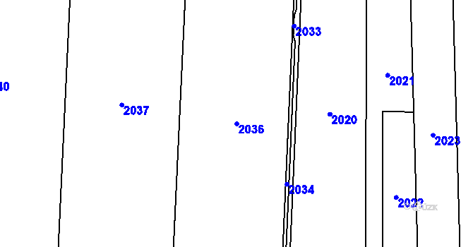 Parcela st. 2036 v KÚ Bačkovice, Katastrální mapa