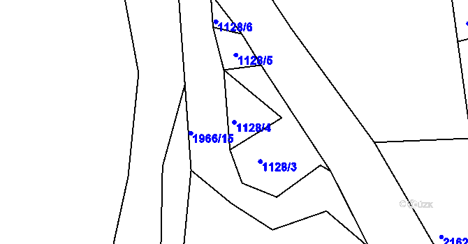 Parcela st. 1128/4 v KÚ Bačkovice, Katastrální mapa