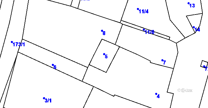 Parcela st. 5 v KÚ Bačov, Katastrální mapa