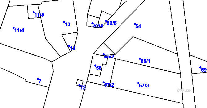 Parcela st. 55/2 v KÚ Bačov, Katastrální mapa