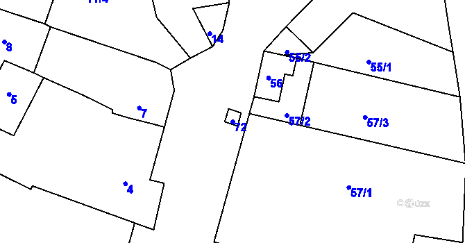 Parcela st. 72 v KÚ Bačov, Katastrální mapa