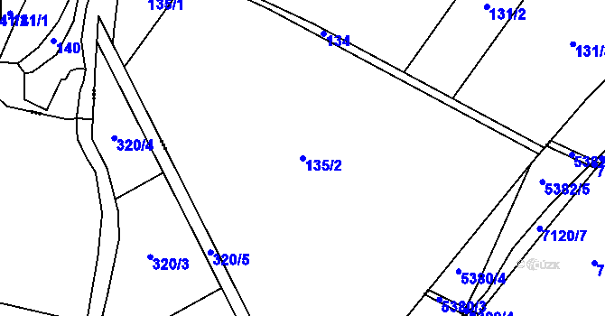Parcela st. 135/2 v KÚ Bačov, Katastrální mapa