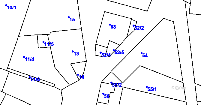 Parcela st. 52/4 v KÚ Bačov, Katastrální mapa