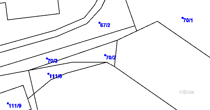 Parcela st. 70/2 v KÚ Bačov, Katastrální mapa