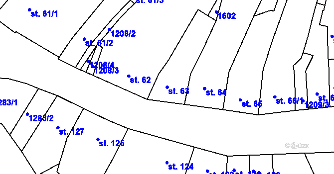 Parcela st. 63 v KÚ Bakov nad Jizerou, Katastrální mapa