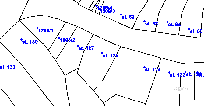 Parcela st. 125 v KÚ Bakov nad Jizerou, Katastrální mapa