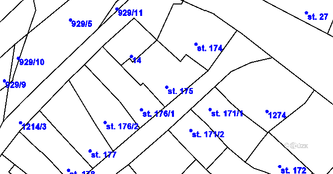 Parcela st. 175 v KÚ Bakov nad Jizerou, Katastrální mapa