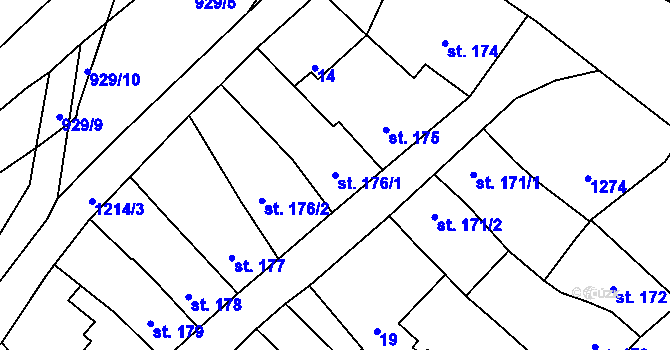 Parcela st. 176/1 v KÚ Bakov nad Jizerou, Katastrální mapa