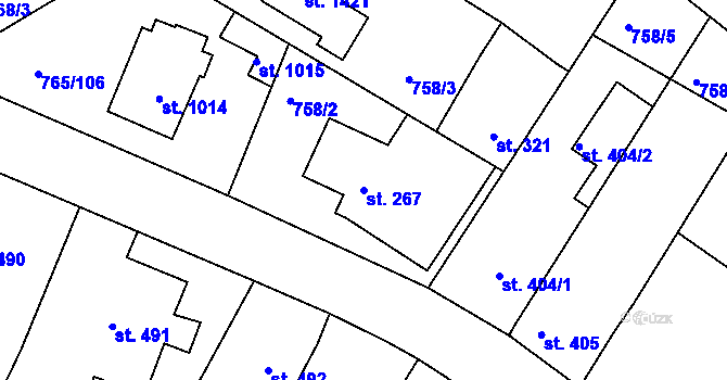 Parcela st. 267 v KÚ Bakov nad Jizerou, Katastrální mapa