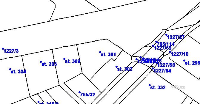 Parcela st. 301 v KÚ Bakov nad Jizerou, Katastrální mapa