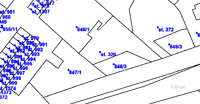 Parcela st. 320 v KÚ Bakov nad Jizerou, Katastrální mapa