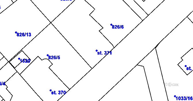 Parcela st. 371 v KÚ Bakov nad Jizerou, Katastrální mapa