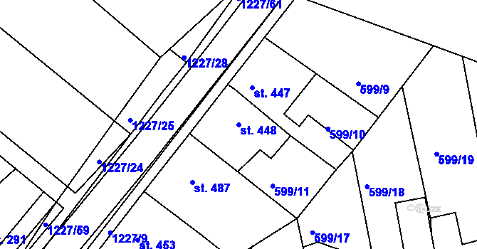 Parcela st. 448 v KÚ Bakov nad Jizerou, Katastrální mapa