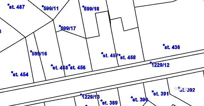 Parcela st. 457 v KÚ Bakov nad Jizerou, Katastrální mapa