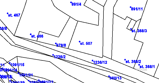 Parcela st. 507 v KÚ Bakov nad Jizerou, Katastrální mapa