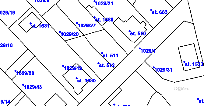 Parcela st. 511 v KÚ Bakov nad Jizerou, Katastrální mapa