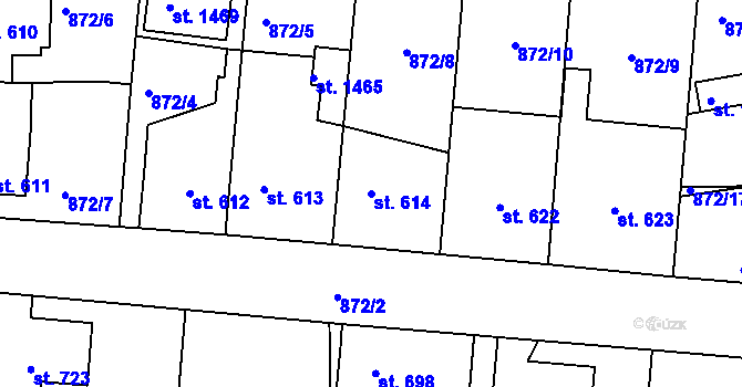 Parcela st. 614 v KÚ Bakov nad Jizerou, Katastrální mapa