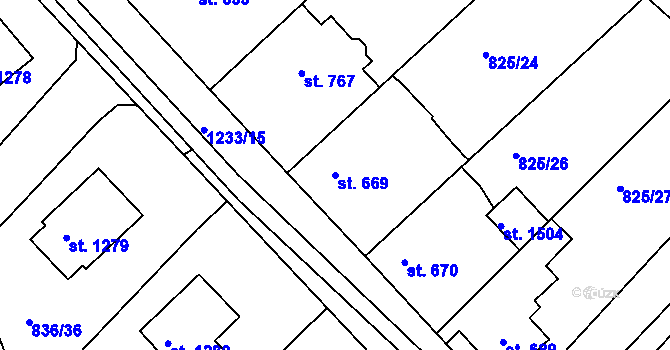 Parcela st. 669 v KÚ Bakov nad Jizerou, Katastrální mapa