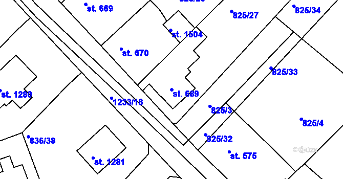 Parcela st. 689 v KÚ Bakov nad Jizerou, Katastrální mapa