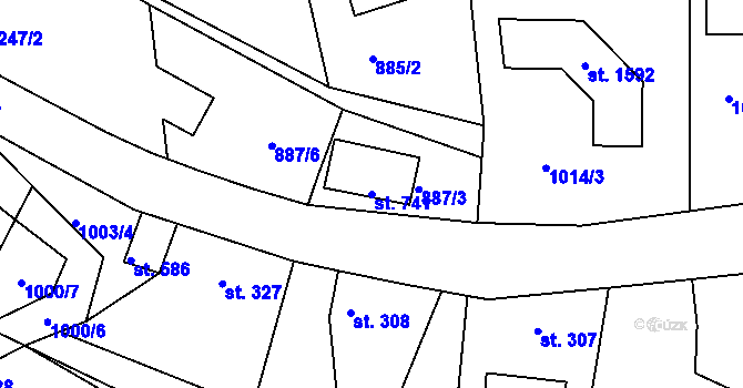 Parcela st. 741 v KÚ Bakov nad Jizerou, Katastrální mapa