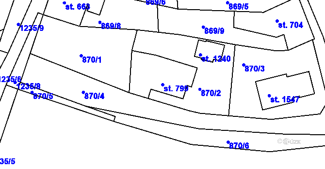 Parcela st. 799 v KÚ Bakov nad Jizerou, Katastrální mapa