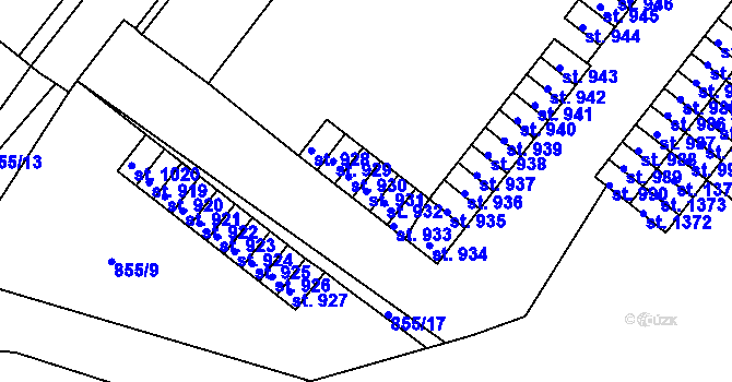 Parcela st. 931 v KÚ Bakov nad Jizerou, Katastrální mapa
