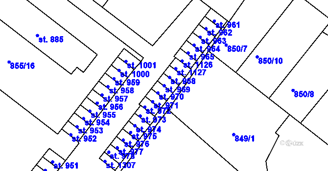 Parcela st. 969 v KÚ Bakov nad Jizerou, Katastrální mapa