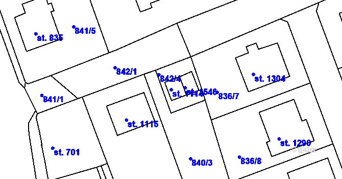 Parcela st. 1114 v KÚ Bakov nad Jizerou, Katastrální mapa