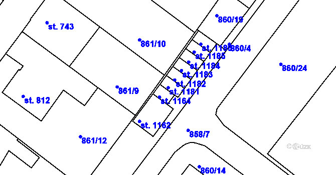 Parcela st. 1181 v KÚ Bakov nad Jizerou, Katastrální mapa