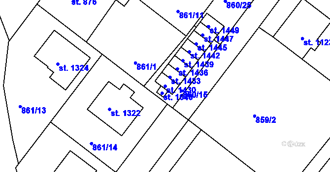 Parcela st. 1430 v KÚ Bakov nad Jizerou, Katastrální mapa