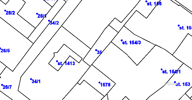 Parcela st. 35 v KÚ Bakov nad Jizerou, Katastrální mapa