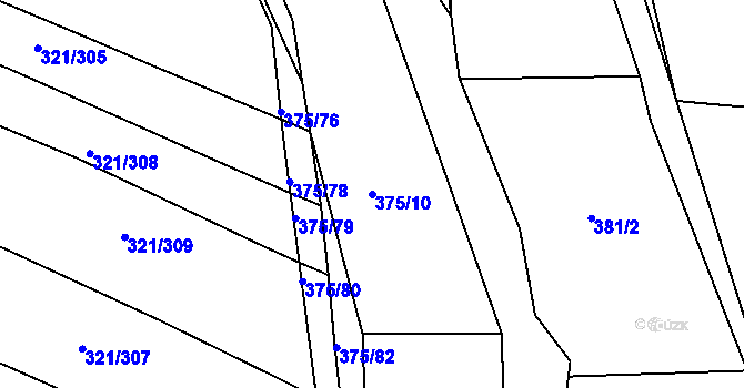 Parcela st. 375/10 v KÚ Bakov nad Jizerou, Katastrální mapa