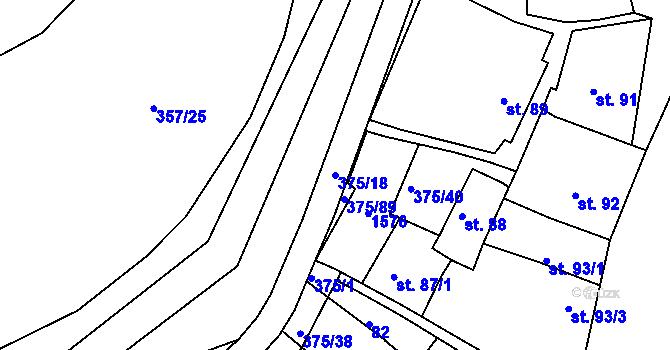 Parcela st. 375/18 v KÚ Bakov nad Jizerou, Katastrální mapa