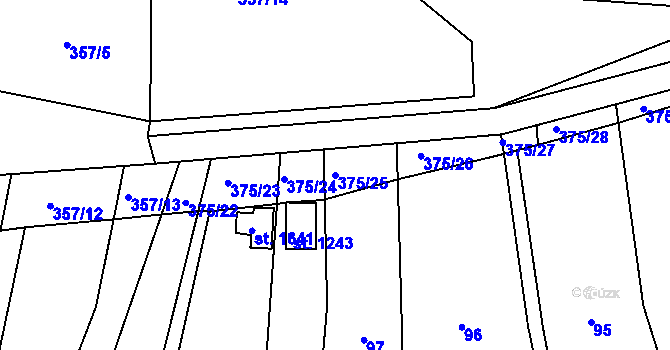 Parcela st. 375/25 v KÚ Bakov nad Jizerou, Katastrální mapa