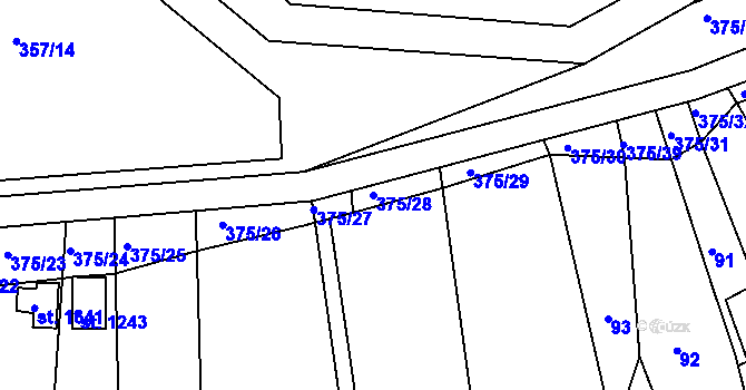 Parcela st. 375/28 v KÚ Bakov nad Jizerou, Katastrální mapa